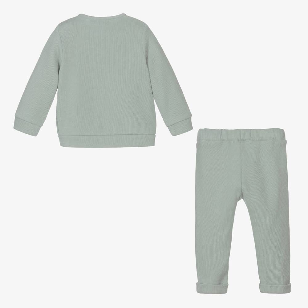 Babidu-Green Ribbed Jersey Tracksuit | Childrensalon Outlet