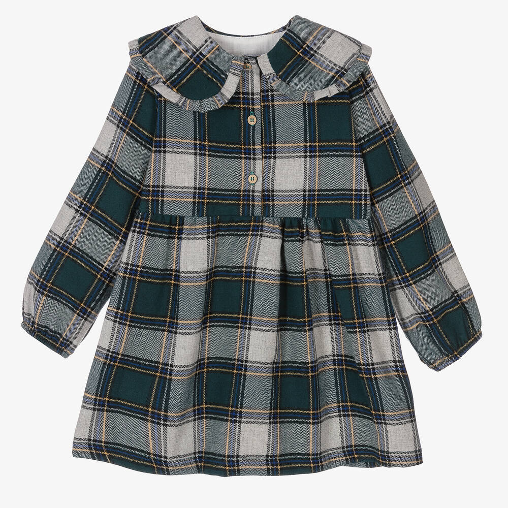 Babidu-Green Tartan Dress | Childrensalon Outlet