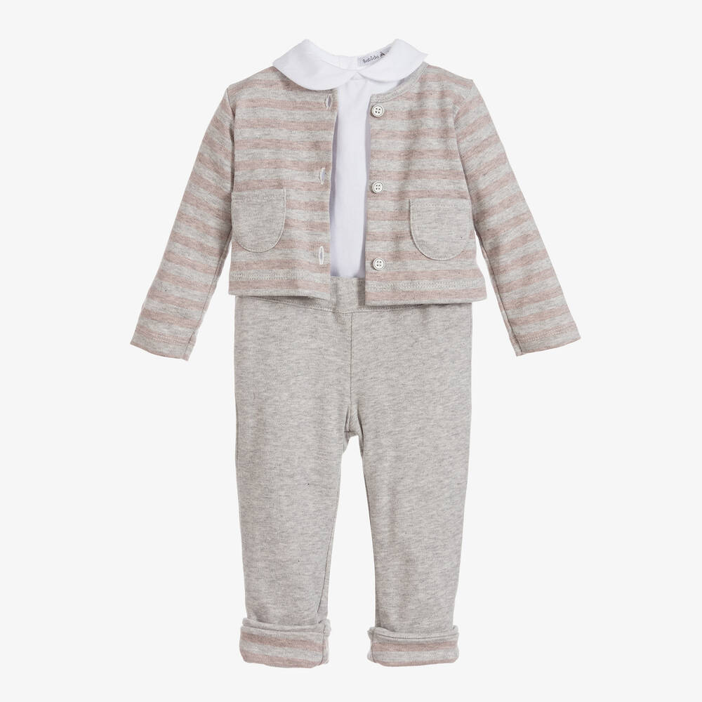 Babidu-Grey 3 Piece Trousers Set | Childrensalon Outlet