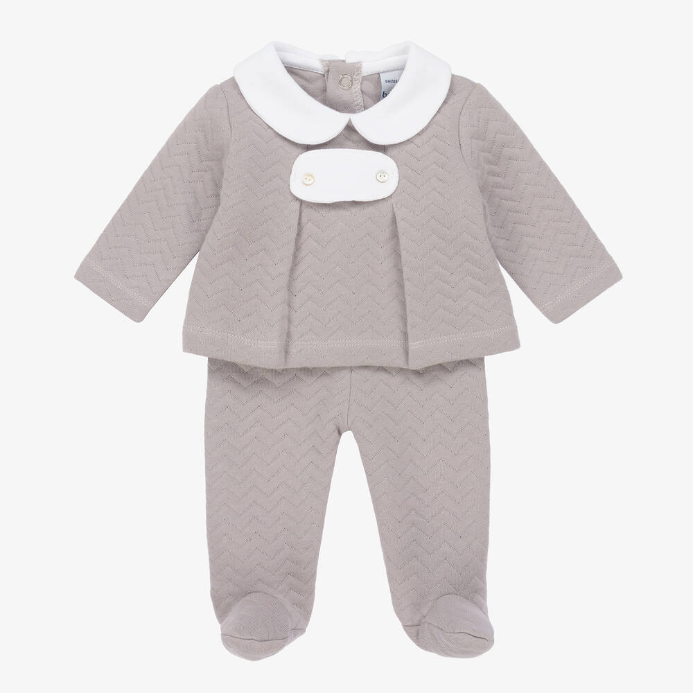 Babidu - Grenouillère 2 pièces coton gris | Childrensalon