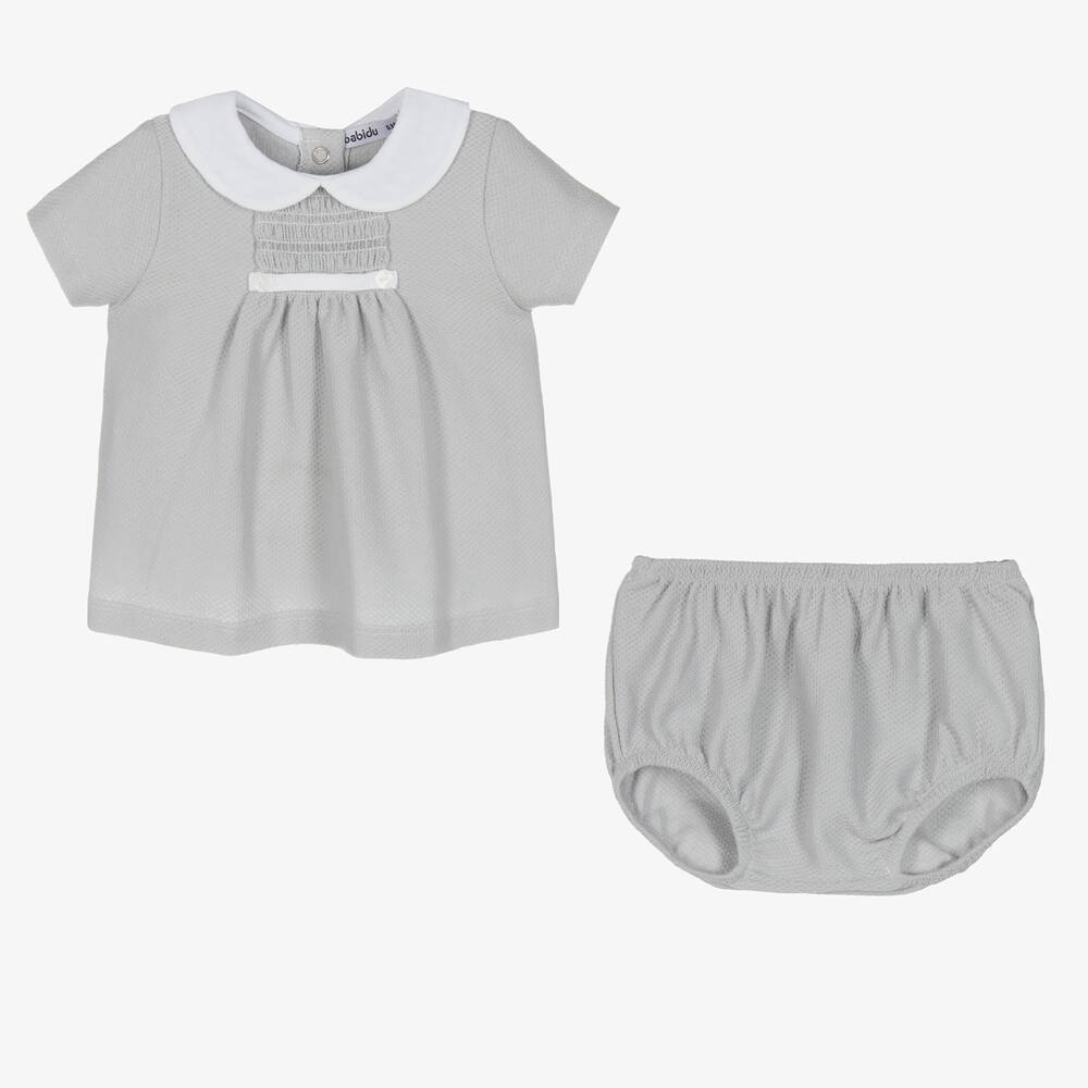 Babidu-Grey Cotton Baby Shorts Set | Childrensalon Outlet