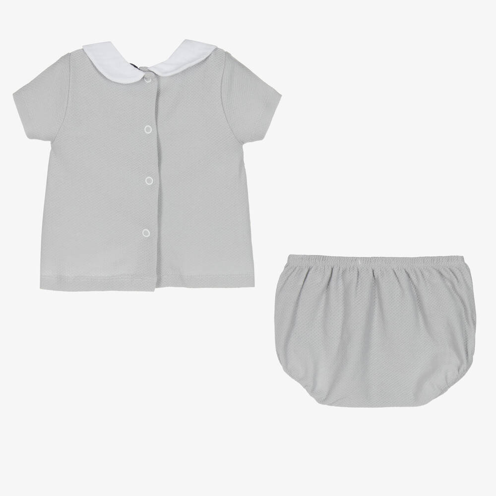 Babidu-Grey Cotton Baby Shorts Set | Childrensalon Outlet