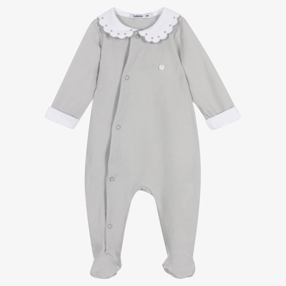 Babidu - Grey Cotton Babygrow | Childrensalon