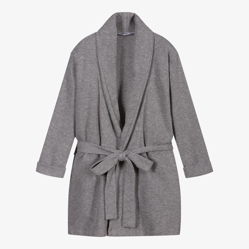 Babidu - Grey Cotton Dressing Gown | Childrensalon