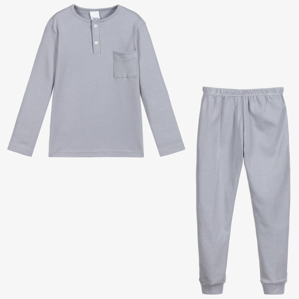 Babidu-Grey Cotton Jersey Pyjamas | Childrensalon Outlet