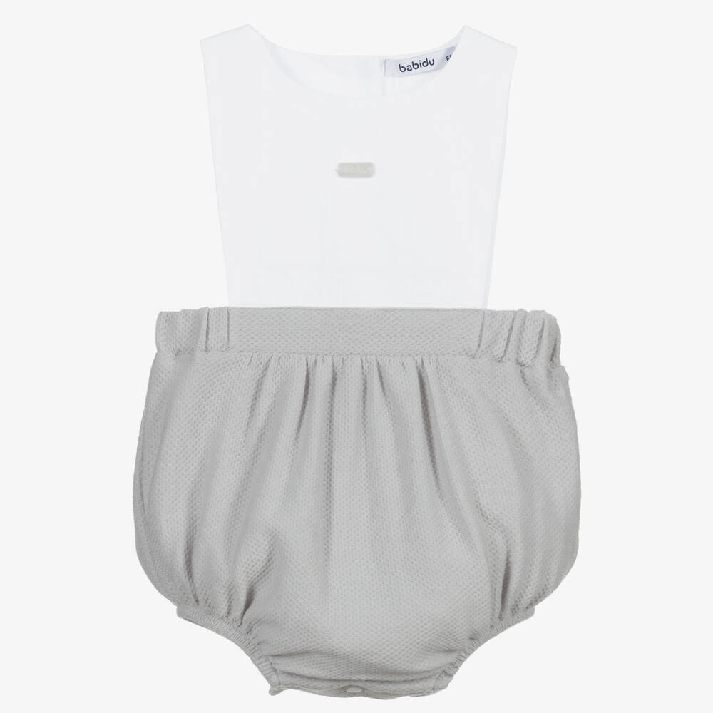 Babidu - Grey Cotton Stripe Shortie | Childrensalon