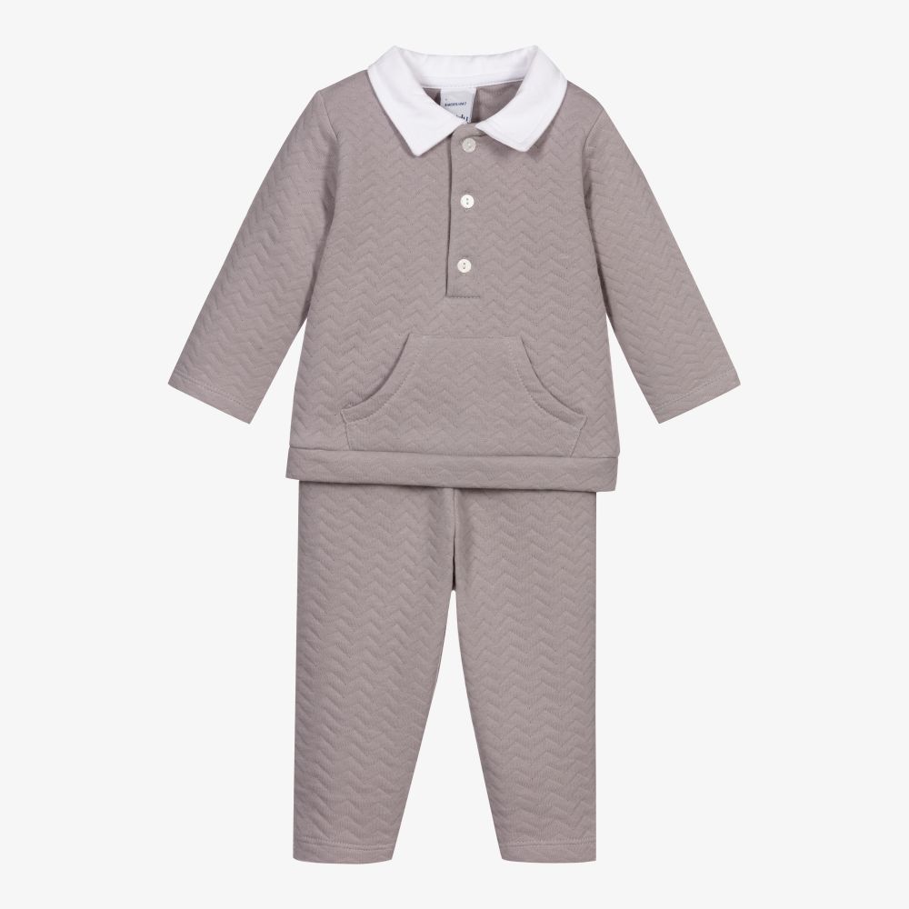 Babidu - Grey Jersey Trouser Set | Childrensalon