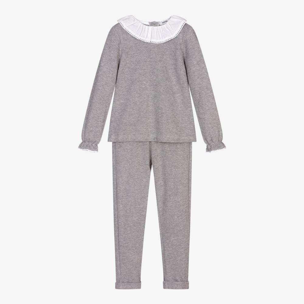 Babidu - Grey Knitted Trouser Set  | Childrensalon