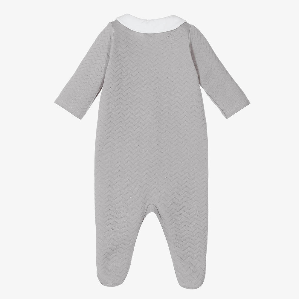 Babidu-Grey Quilted Cotton Babygrow | Childrensalon Outlet