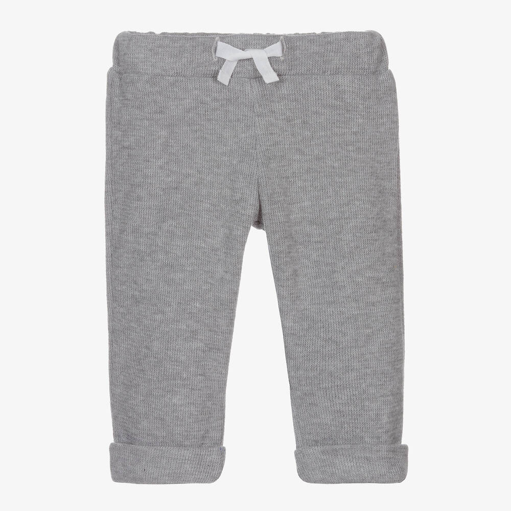 Babidu - Grey Ribbed Jersey Trousers | Childrensalon