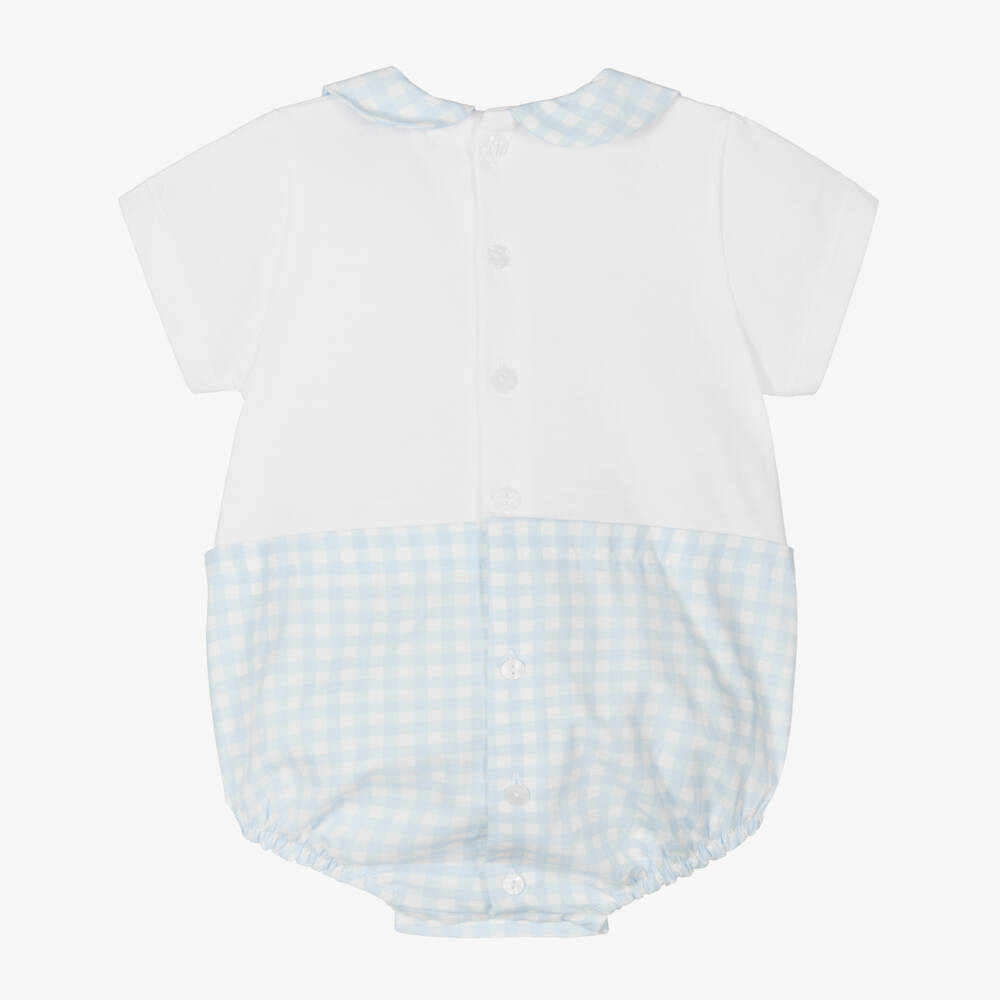 Babidu-Infant Boys Sky Gingham Romper | Childrensalon Outlet