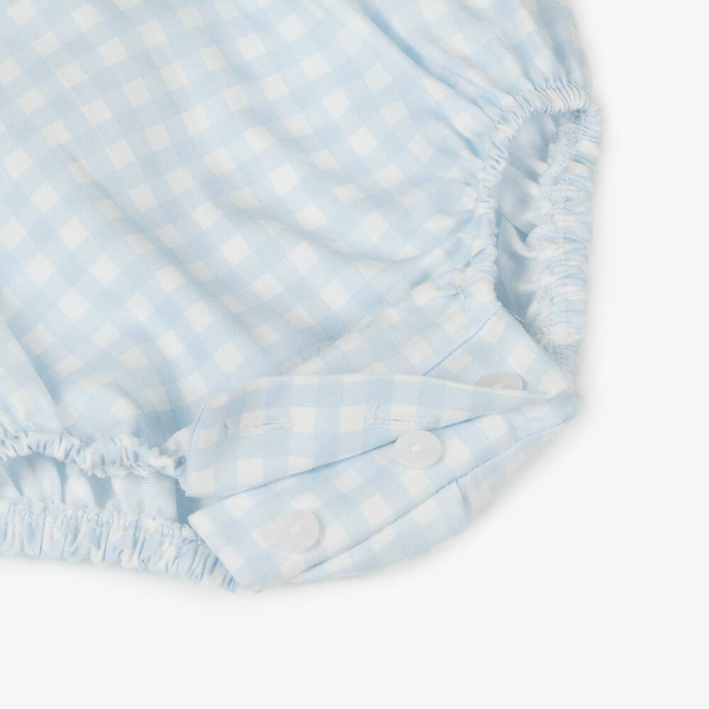 Babidu-Infant Boys Sky Gingham Romper | Childrensalon Outlet