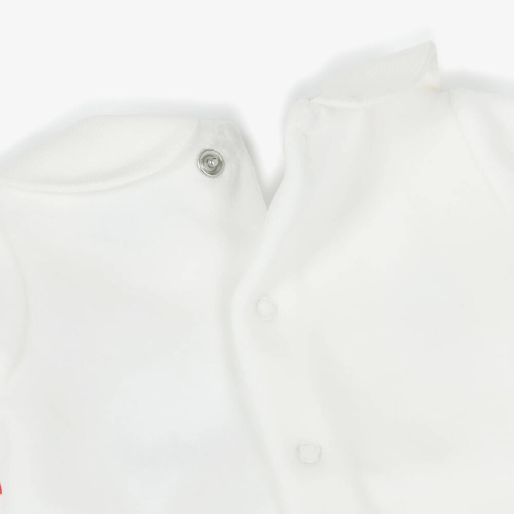 Babidu-Ivory and Red Velour Babysuit Set | Childrensalon Outlet