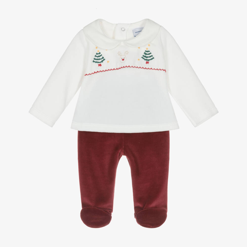 Babidu-طقم بيبي مخمل عاجي وأحمر | Childrensalon Outlet