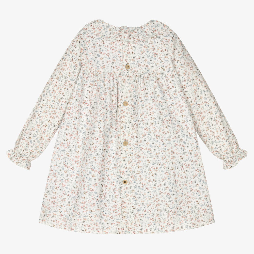 Babidu-Кремовое хлопковое платье в цветочек | Childrensalon Outlet
