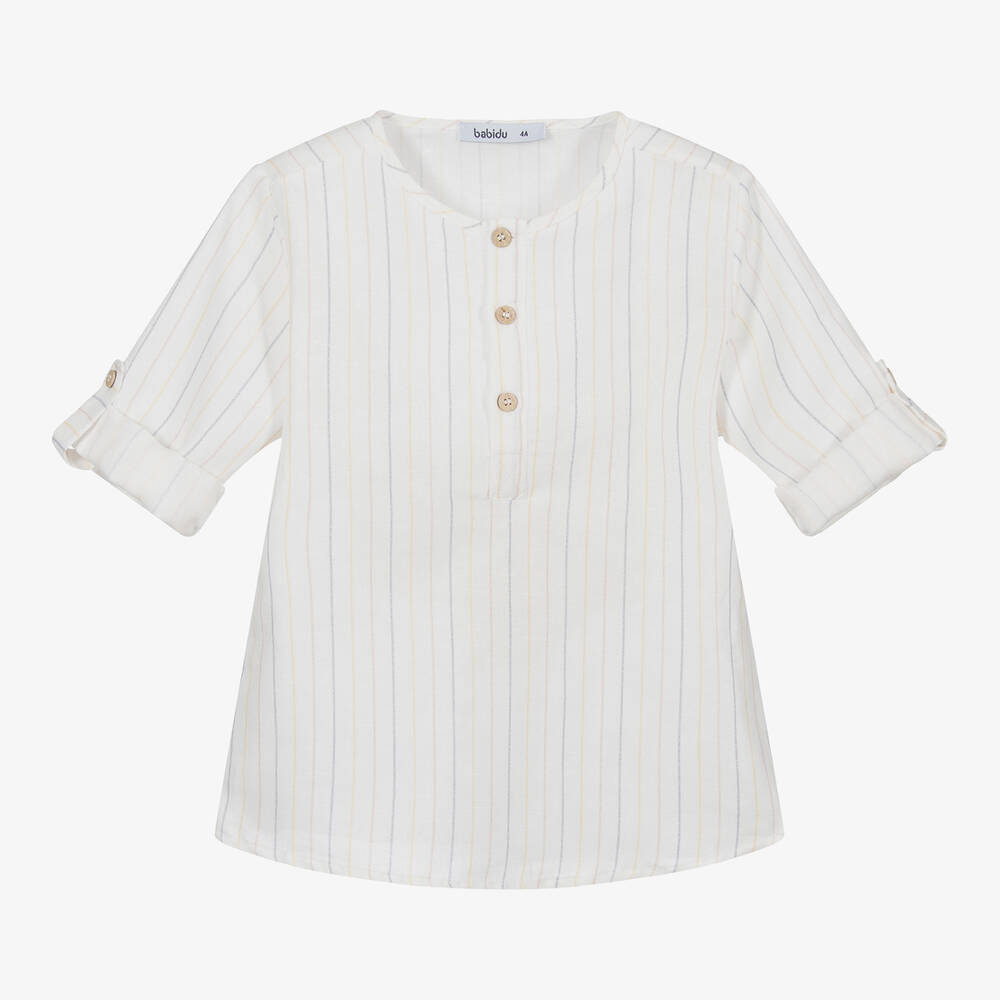 Babidu-Ivory Shirt & Blue Shorts Set  | Childrensalon Outlet