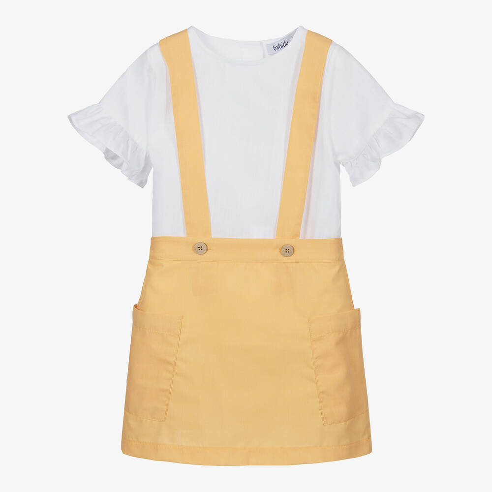 Babidu - Ivory Top & Yellow Skirt Set | Childrensalon