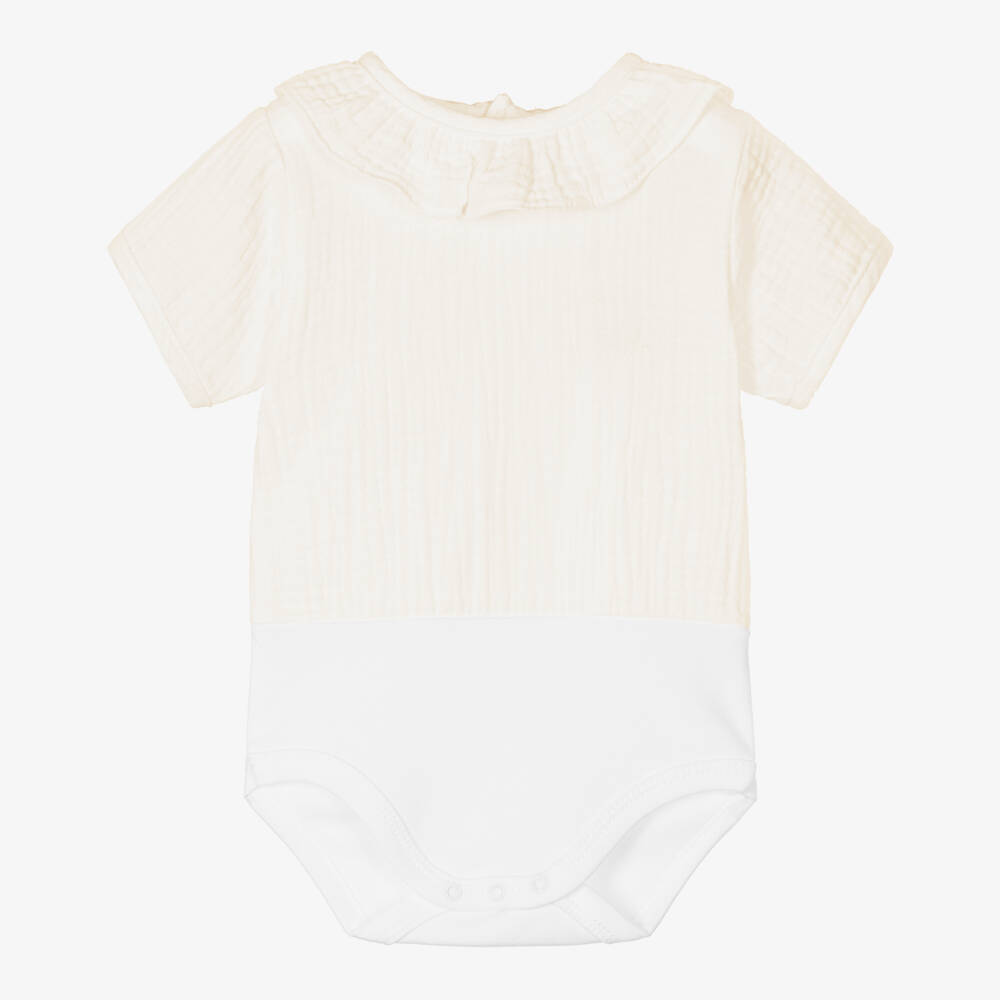 Babidu-Junior Boys Beige Muslin Bodysuit | Childrensalon Outlet