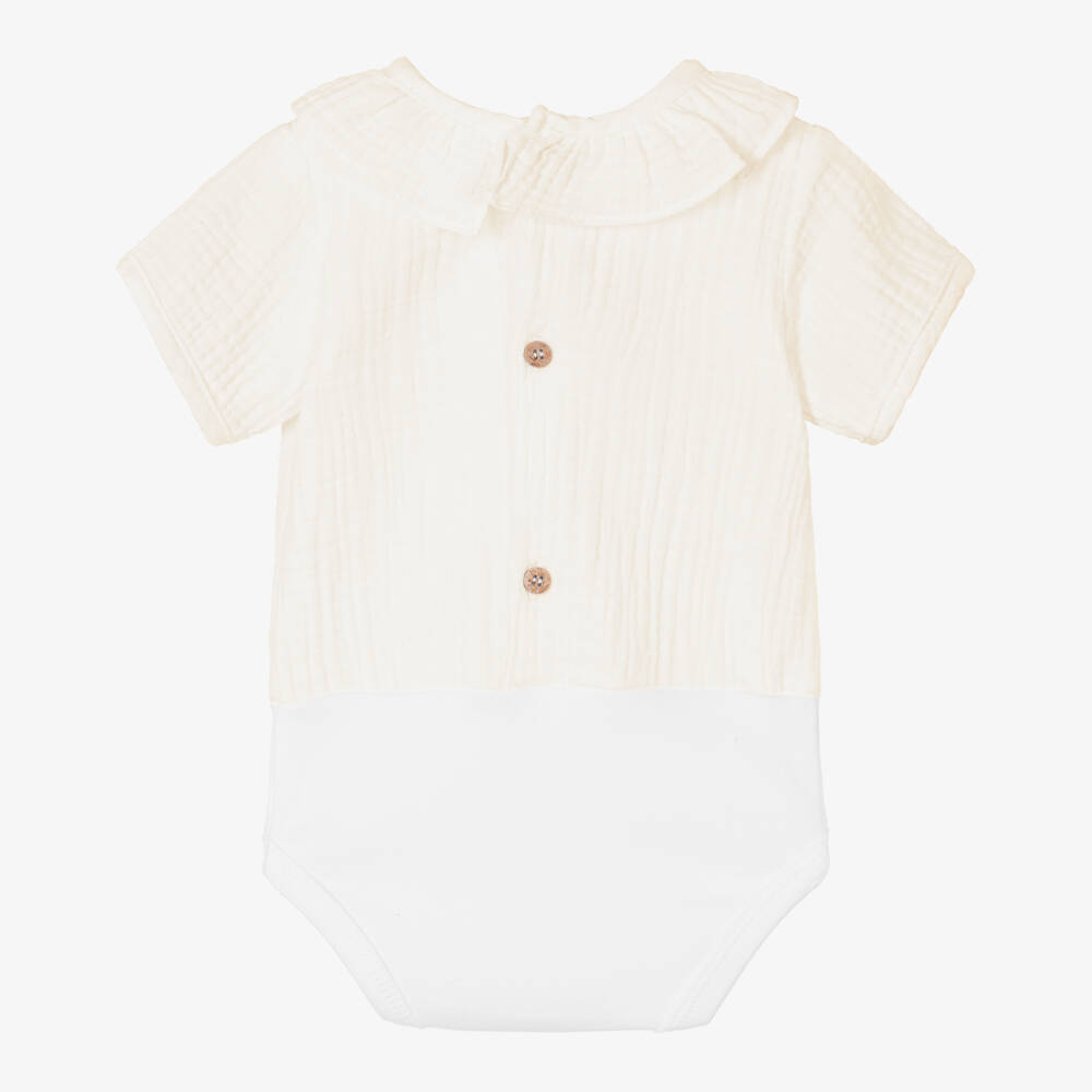 Babidu-Junior Boys Beige Muslin Bodysuit | Childrensalon Outlet