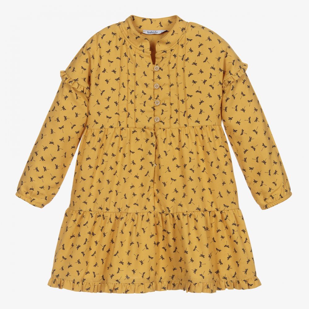Babidu - Mustard Yellow Dragonfly Dress | Childrensalon