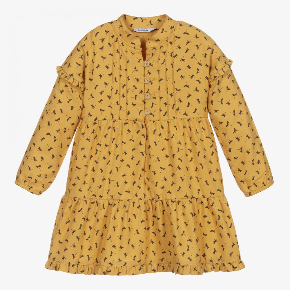 Babidu - Robe jaune moutarde Libellule | Childrensalon