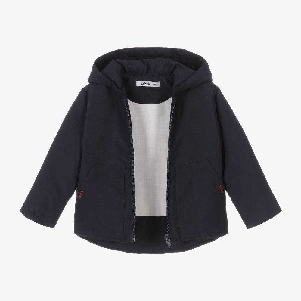 Babidu-Navy Blue Hooded Jacket | Childrensalon Outlet