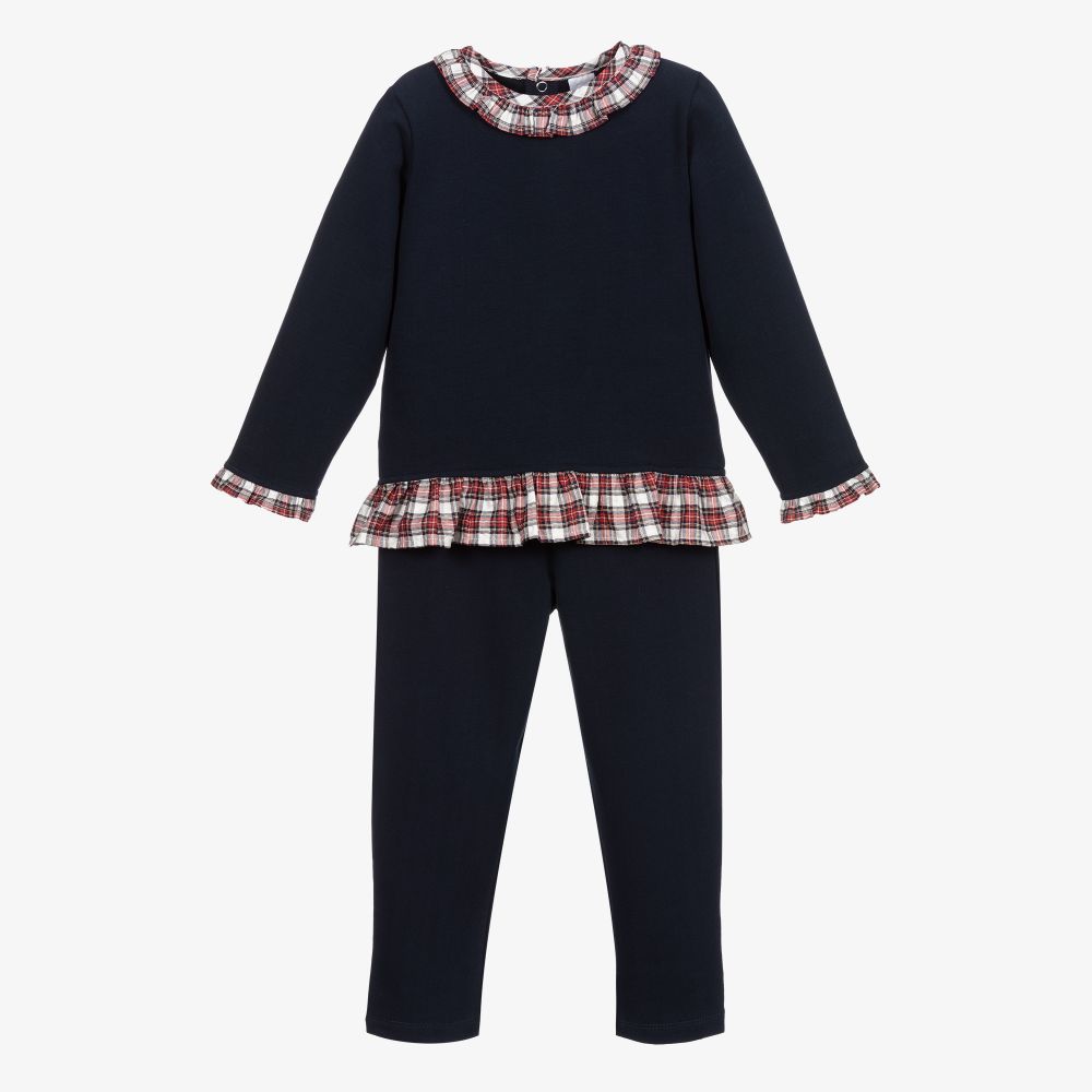 Babidu - Navy Blue Jersey Trouser Set  | Childrensalon