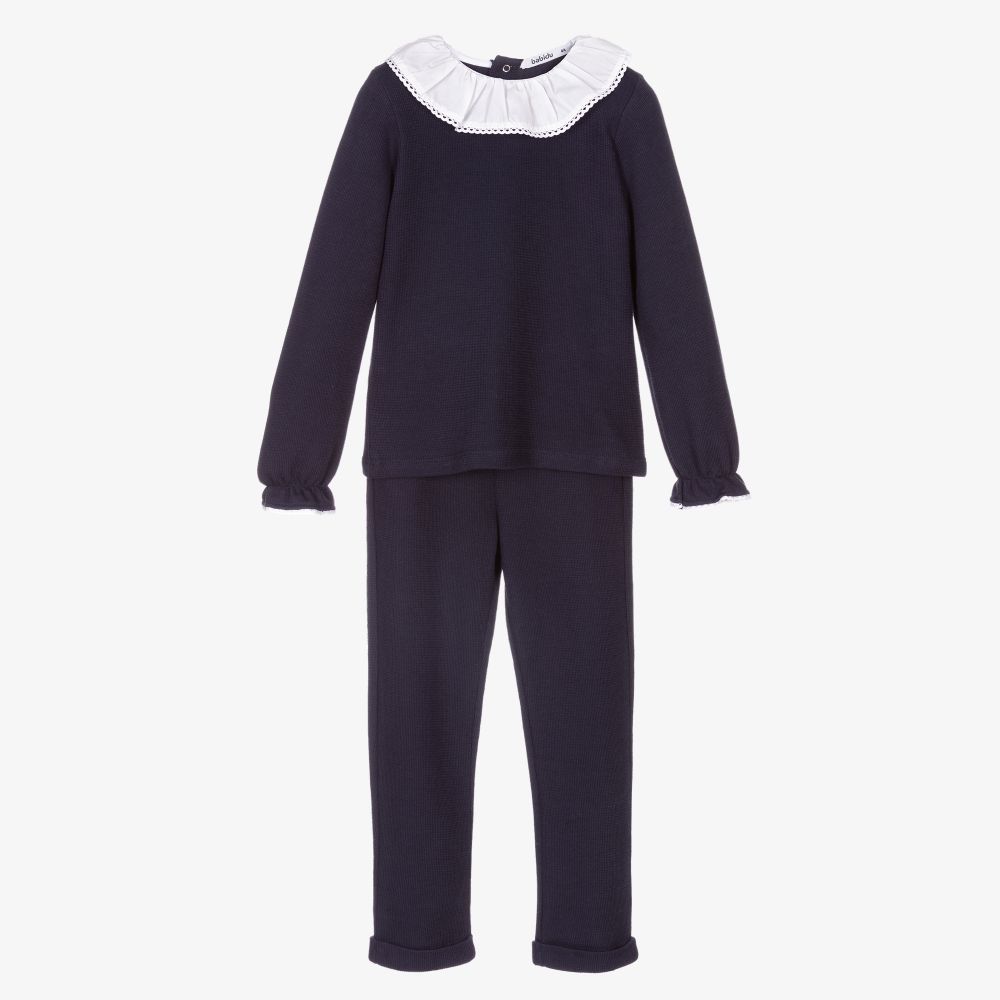 Babidu - Ensemble pantalon bleu marine en maille  | Childrensalon