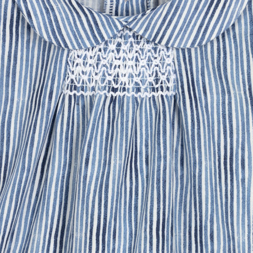 بابيدو -طقم شورت مطرز سموكينغ قطن لون كحلي وأبيض للأطفال | Childrensalon Outlet