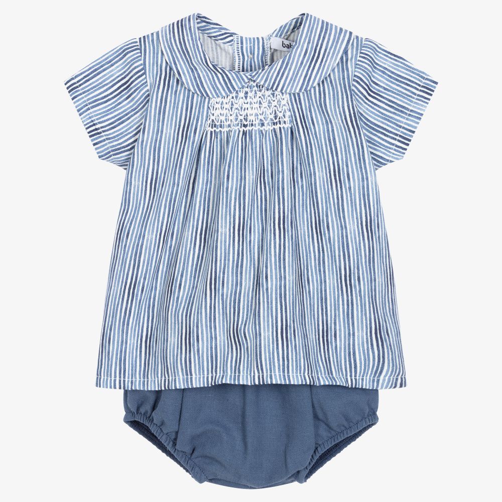 Babidu - Gesmokten Shorts-Set in Marineblau | Childrensalon