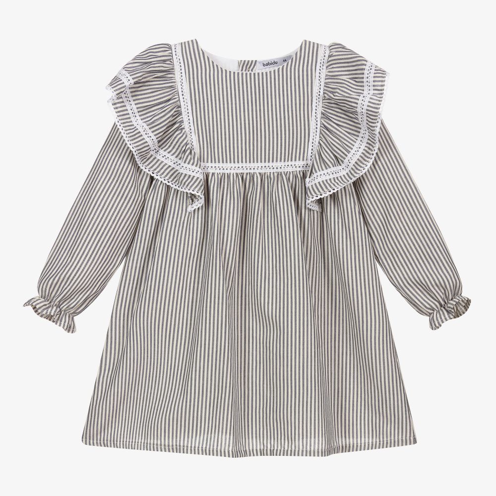 Babidu - Robe rayée bleu marine en coton | Childrensalon