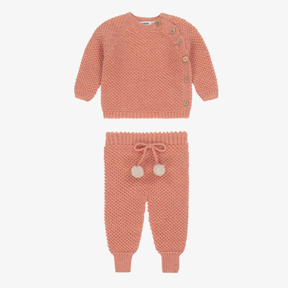 Babidu-Orange Knitted Wool Mix Trouser Set | Childrensalon Outlet