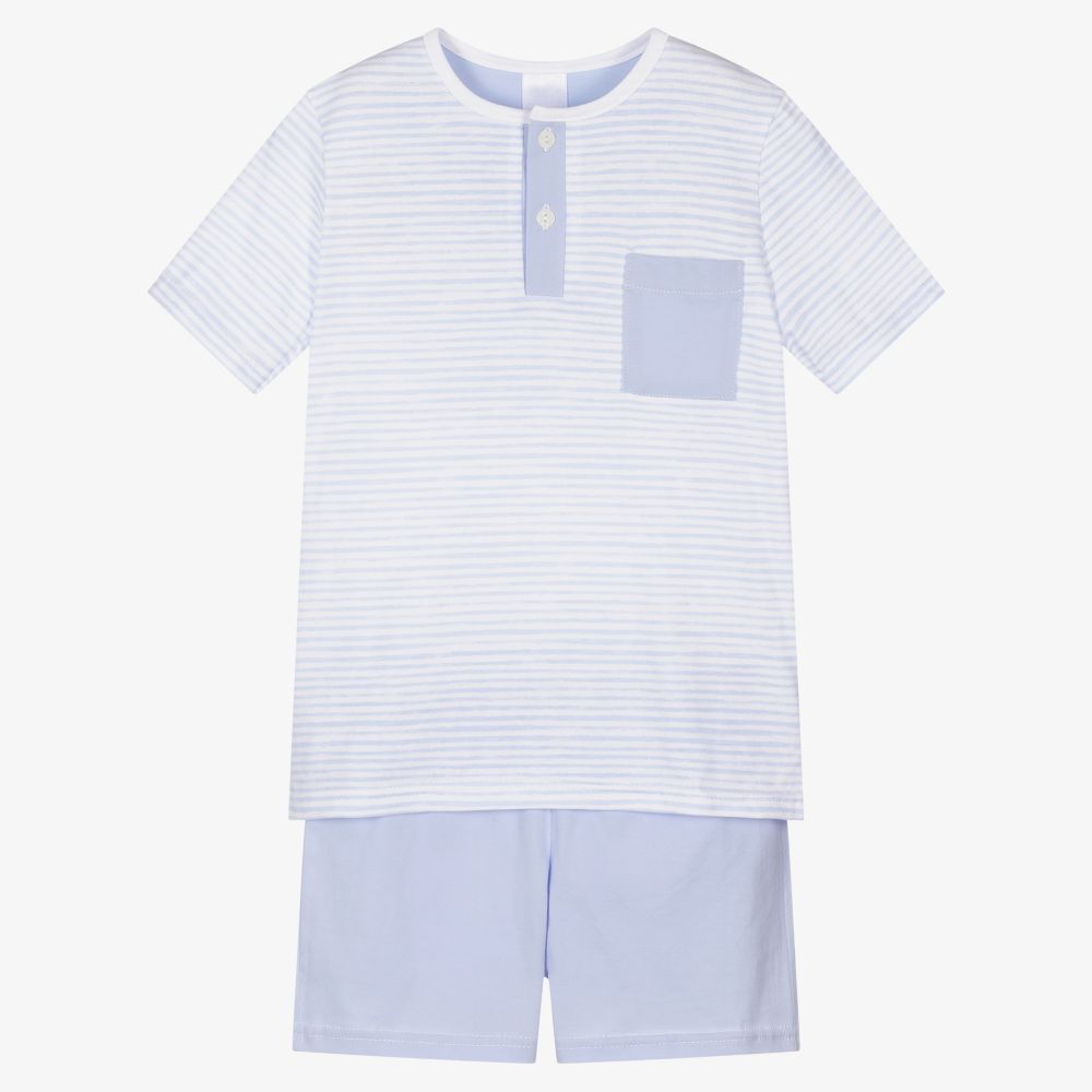 Babidu - Pale Blue Stripe Short Pyjamas | Childrensalon