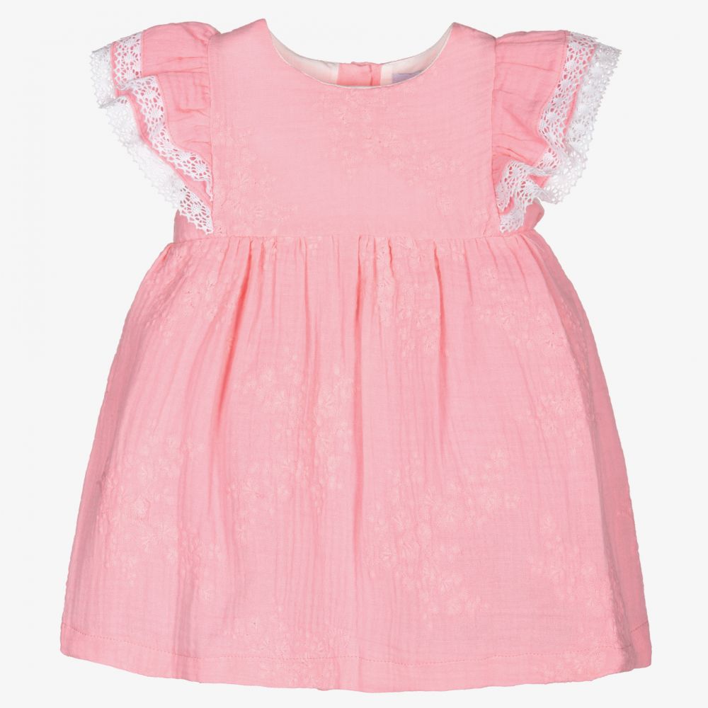 Babidu - Pink Cheesecloth Dress  | Childrensalon