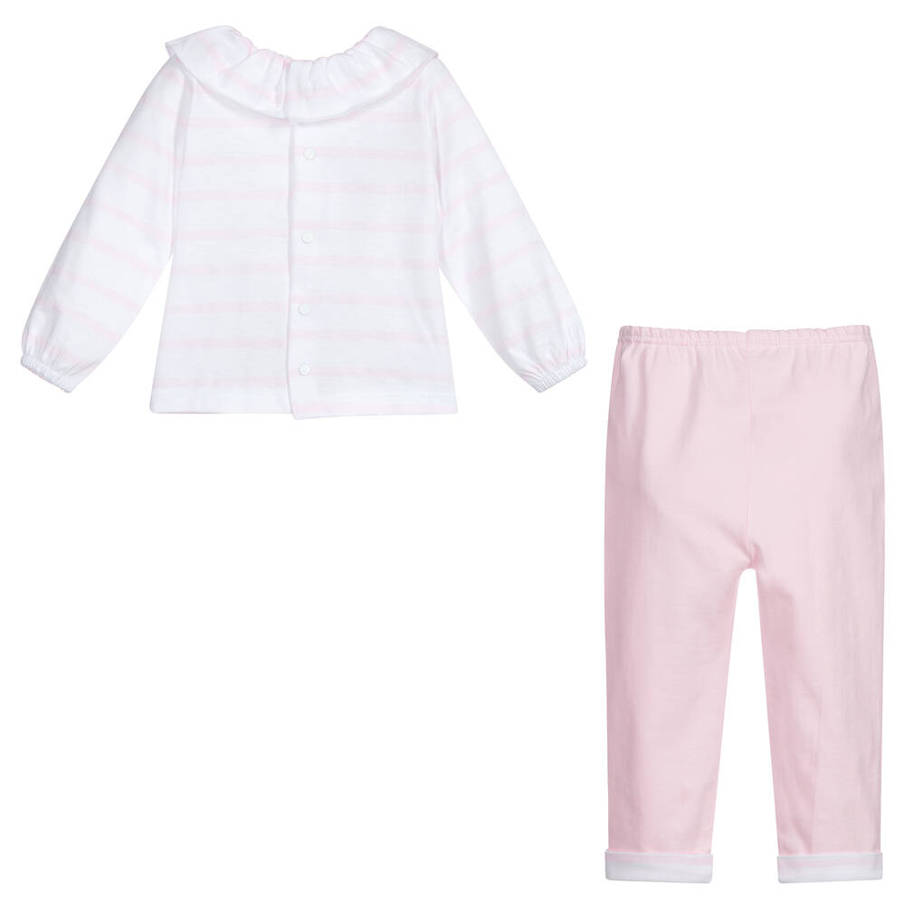 Babidu Pink Cotton Baby Trouser Set Childrensalon Outlet
