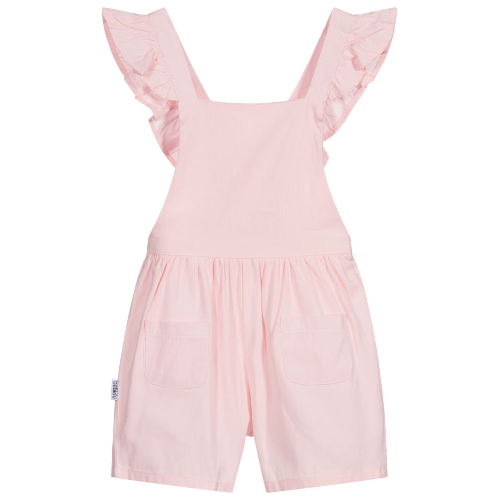 Babidu - Pink Cotton Dungaree Shorts | Childrensalon