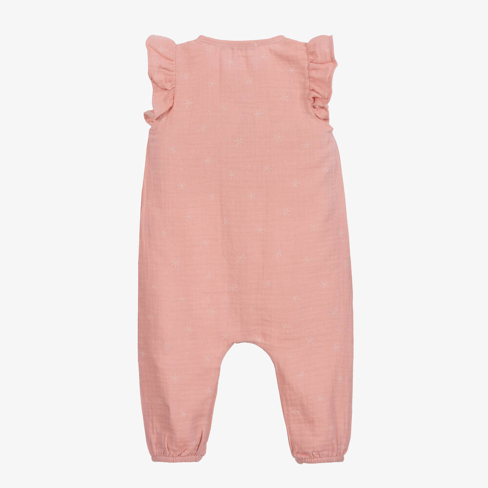 Babidu-Pink Cotton Jumpsuit | Childrensalon Outlet