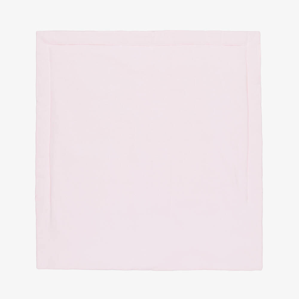 Babidu-Pink Cotton Knit Padded Blanket with Smocked Frill (80cm) | Childrensalon Outlet