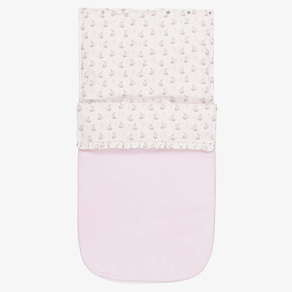 Babidu-Pink Cotton Padded Bunny Print Nest (80cm) | Childrensalon Outlet