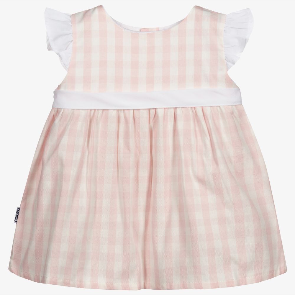 Babidu - Pink & Ivory Check Dress Set | Childrensalon