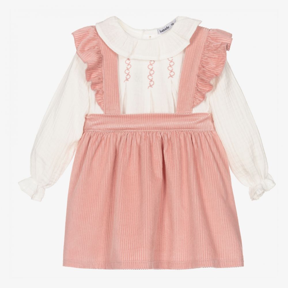 Babidu - Pink & Ivory Skirt Set | Childrensalon