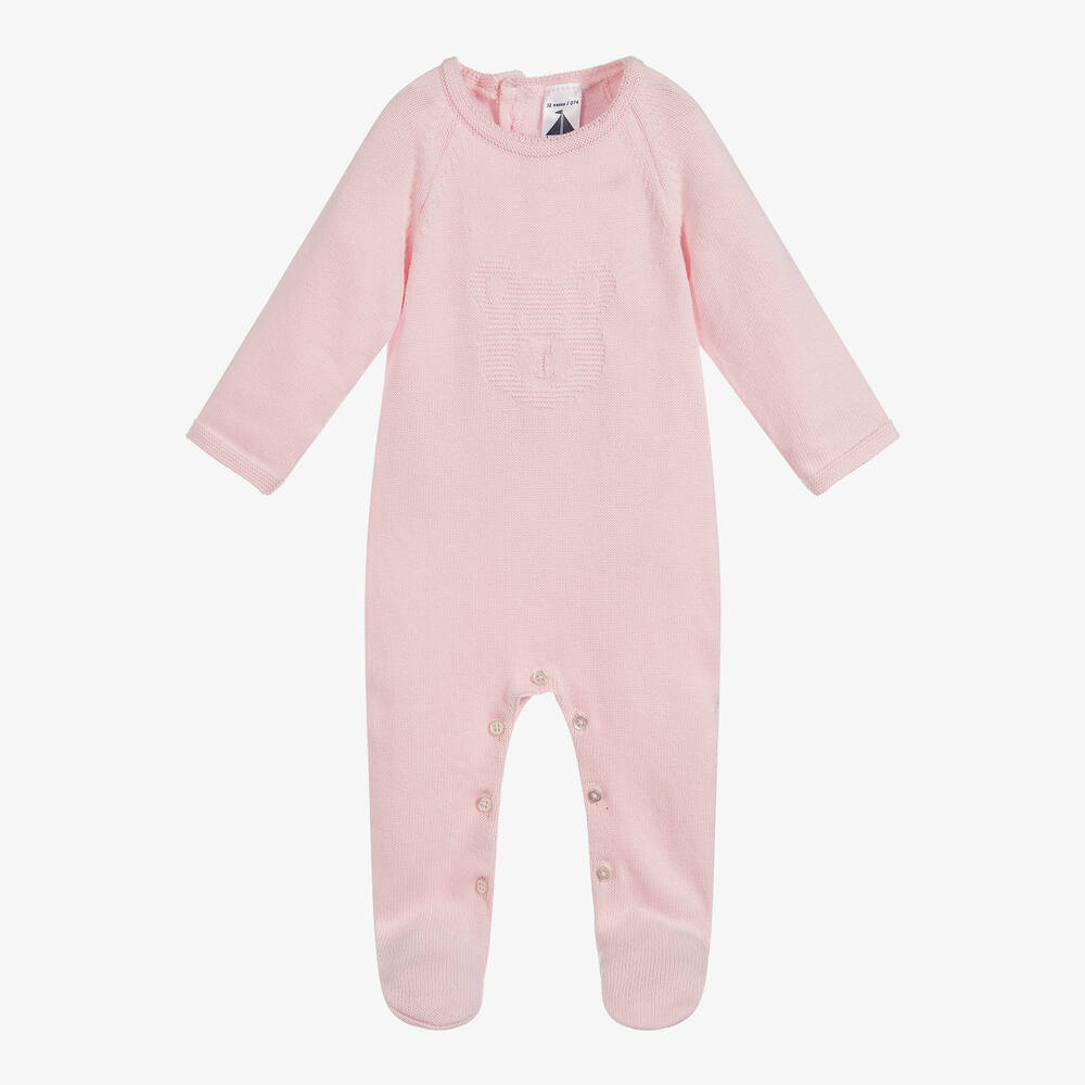 Babidu - Pink Knitted Cotton Babygrow | Childrensalon