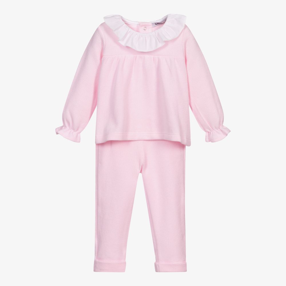 Babidu - Pink Knitted Trouser Set  | Childrensalon
