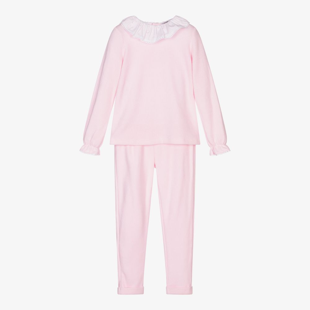 Babidu - Pink Knitted Trouser Set  | Childrensalon