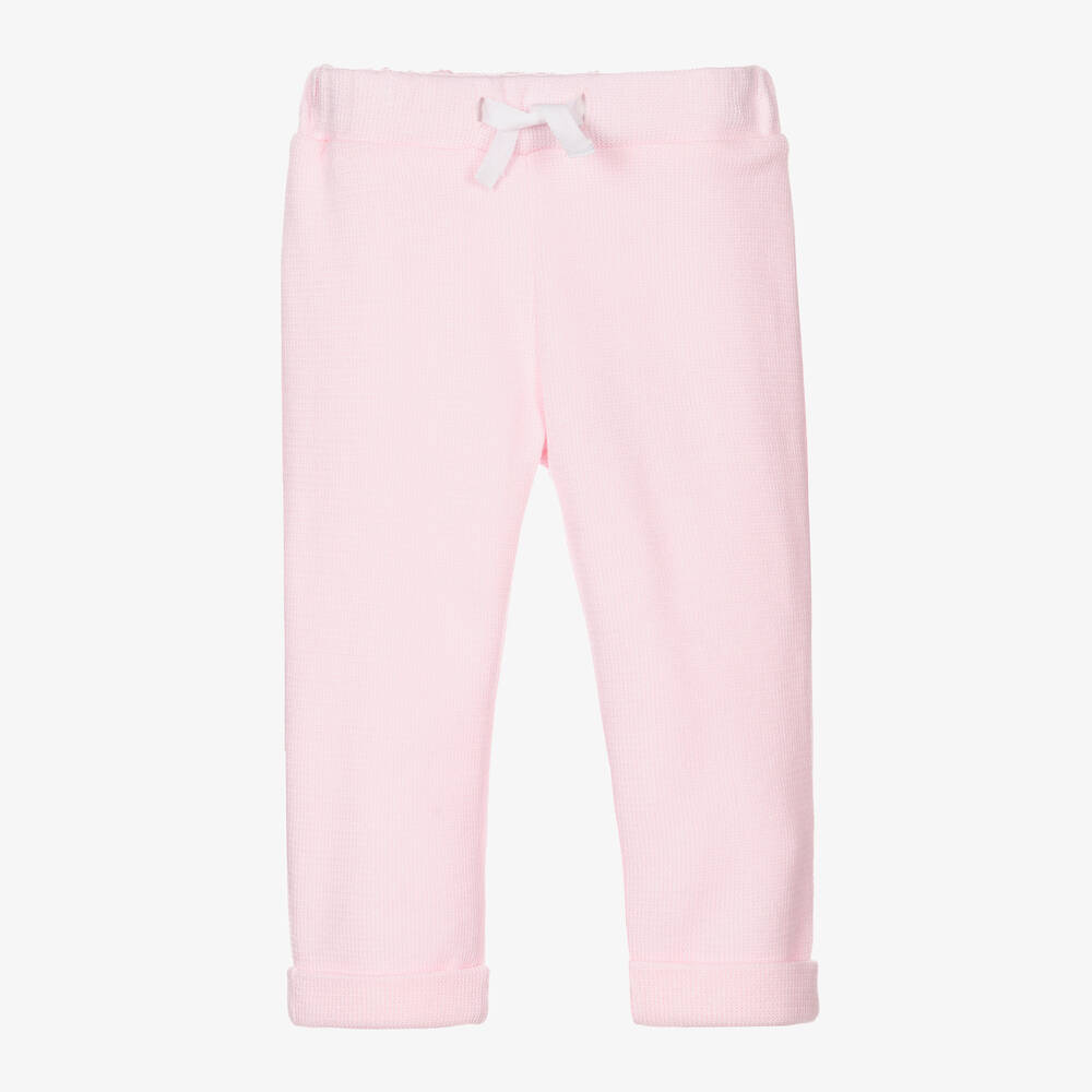 Babidu - Pink Ribbed Jersey Trousers | Childrensalon