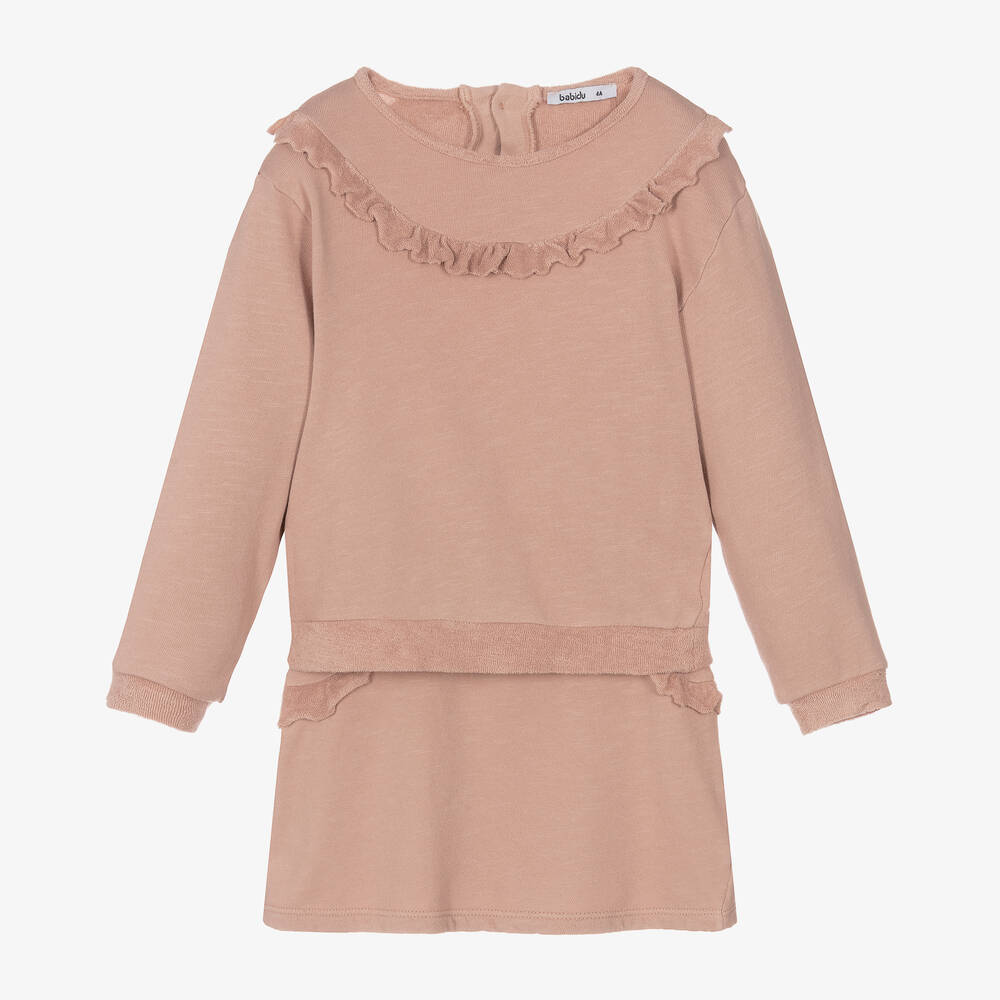 Babidu - Pink Terry Jersey Skirt Set | Childrensalon
