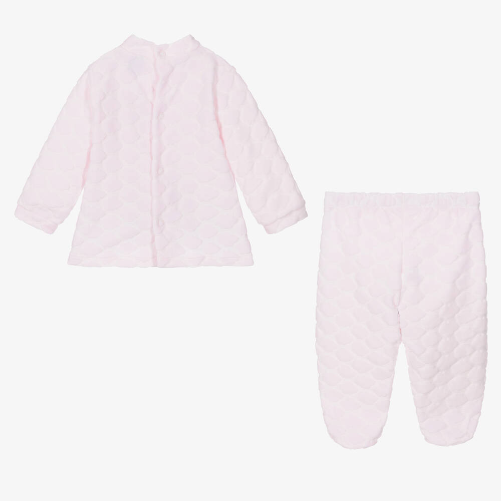 Babidu-Pink Velour 2 Piece Babygrow | Childrensalon Outlet