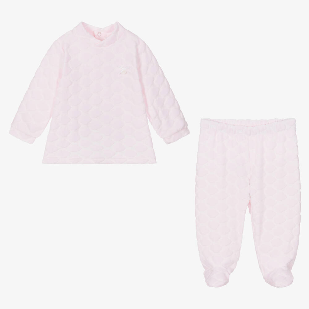Babidu-Pink Velour 2 Piece Babygrow | Childrensalon Outlet