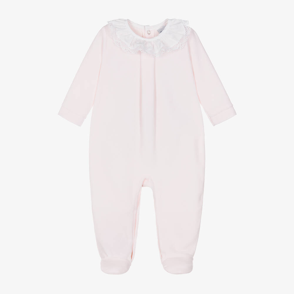 Babidu-Pink Velour Babygrow | Childrensalon Outlet