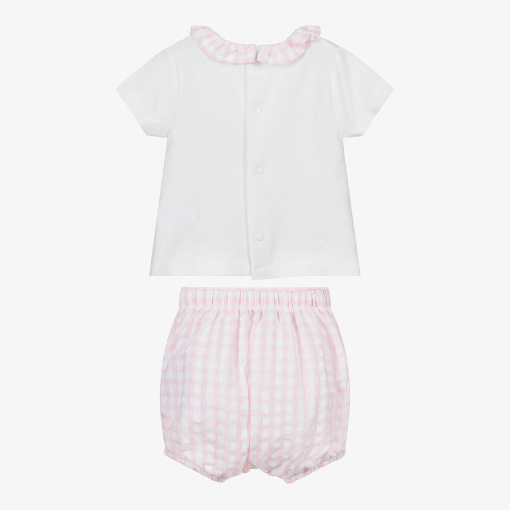 Babidu-Комплект белого и розового цвета с шортами для малышей | Childrensalon Outlet